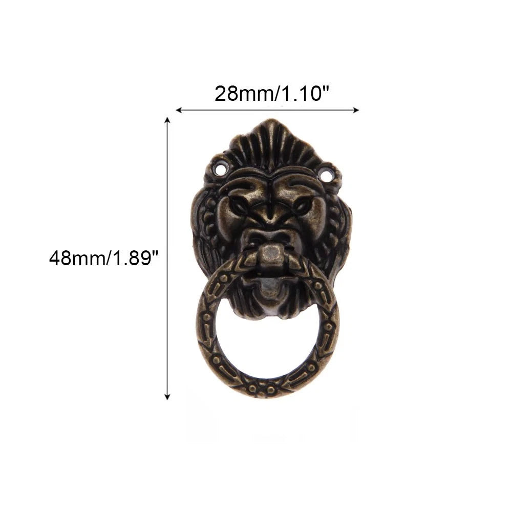 5Pcs Vintage Lion Head Drop Ring Pulls for Cabinet Hardware