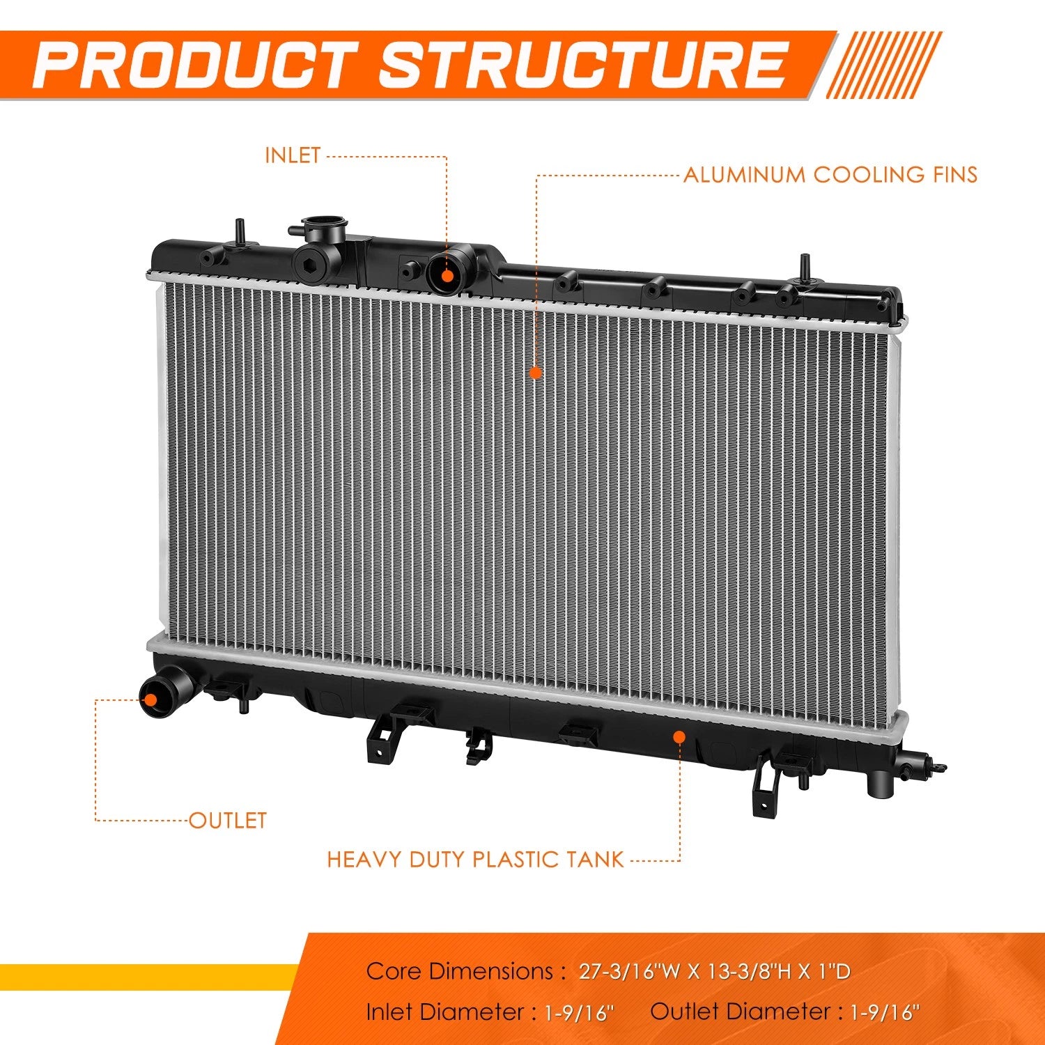 Aluminum Core Radiator for Subaru 9-2X/Baja/Impreza 2003–2007 DPI-2704