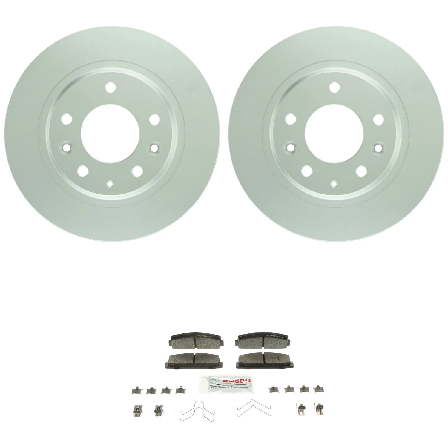 Bosch 2X Rear Quietcast Rotors & Blue Ceramic Brake Pads for Mazda 6 (2003–2005)