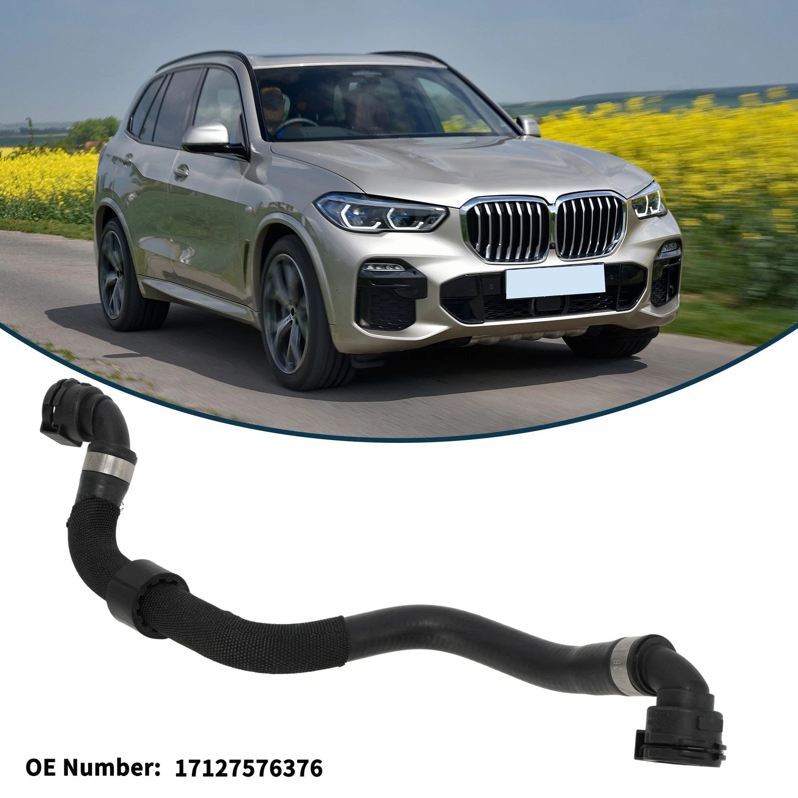 Radiator Hose Heater Hose for BMW X5 (2010) No. 17127576376, Black