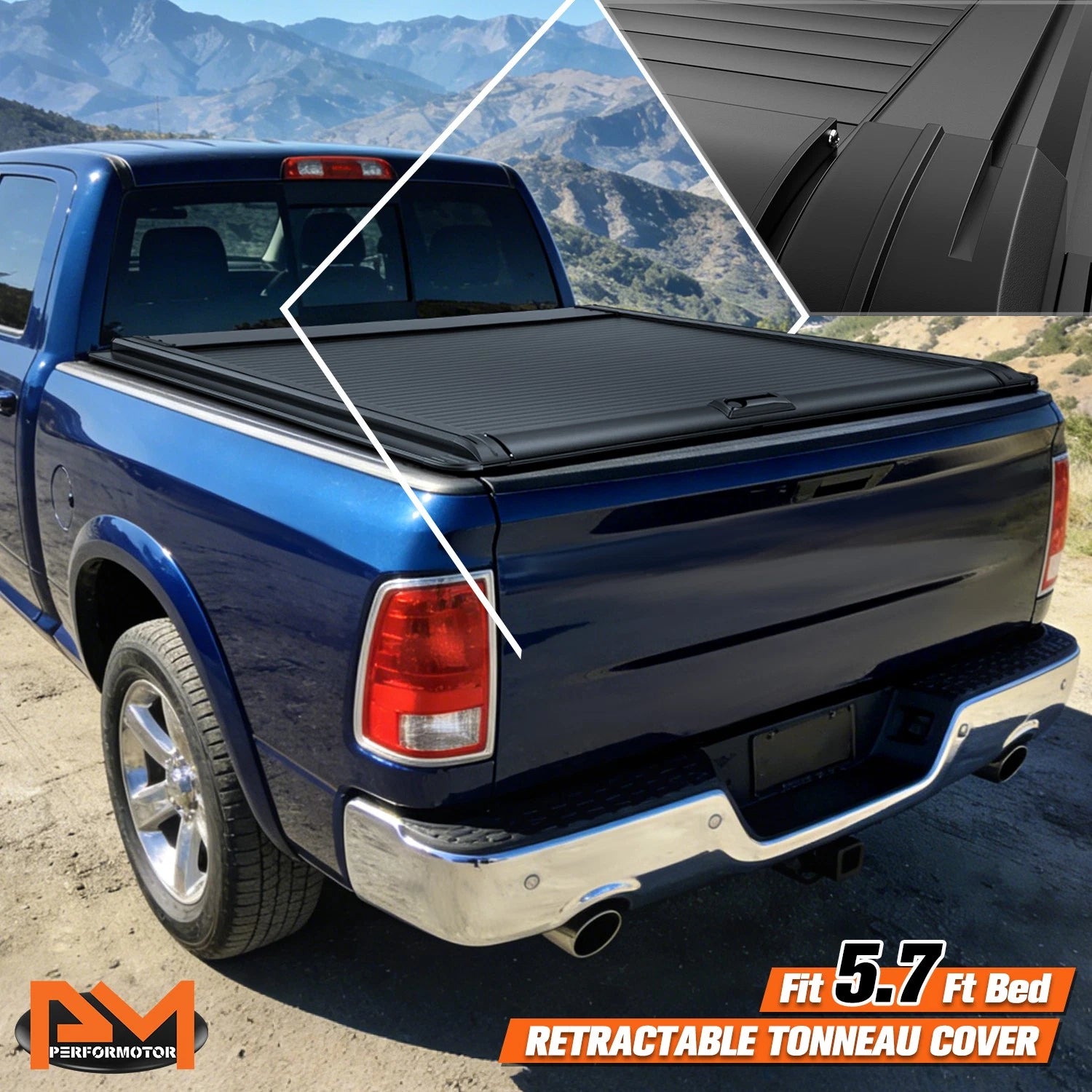 Retractable Tonneau Cover for Dodge Ram 1500 (2009–2026) w/ Mounting Rails