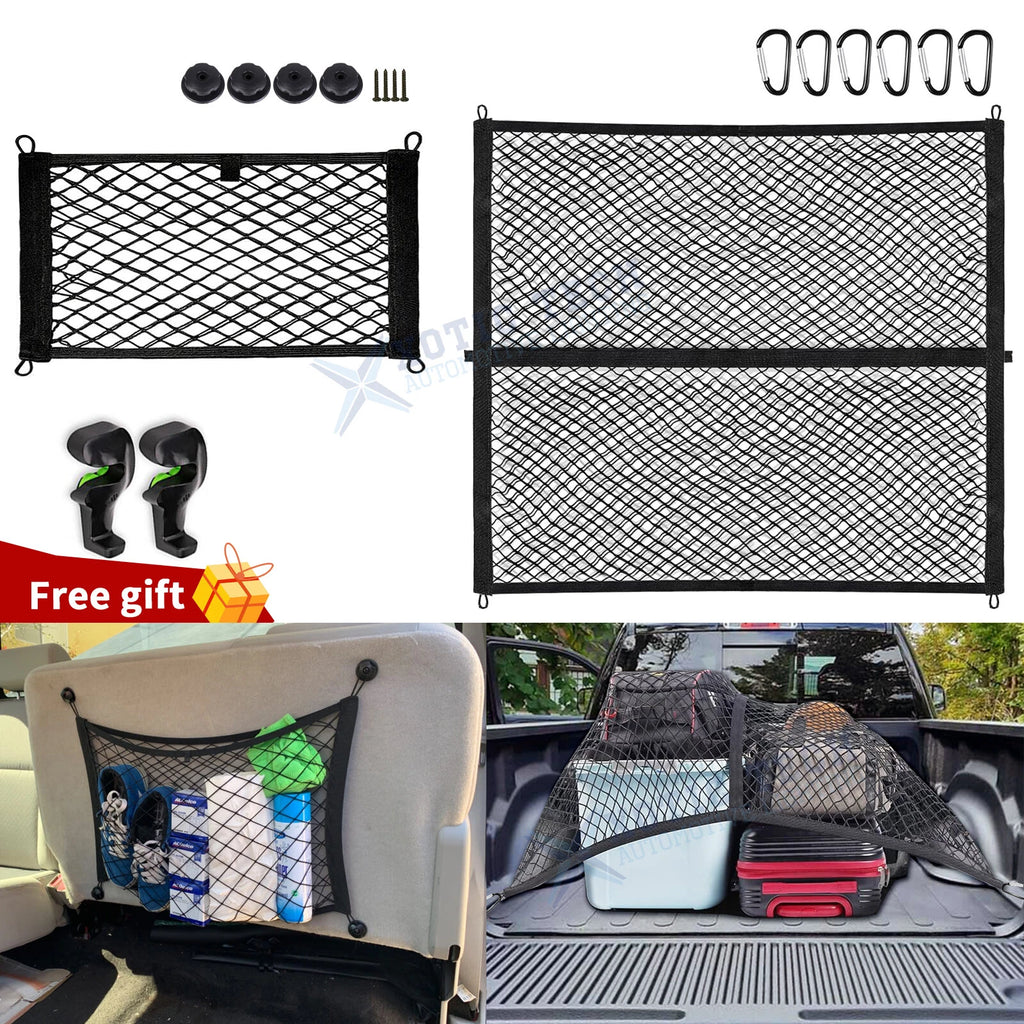 Elastic Cargo Mesh Organizer Net Kit for Pickup Trucks Trailers (4' x 4')