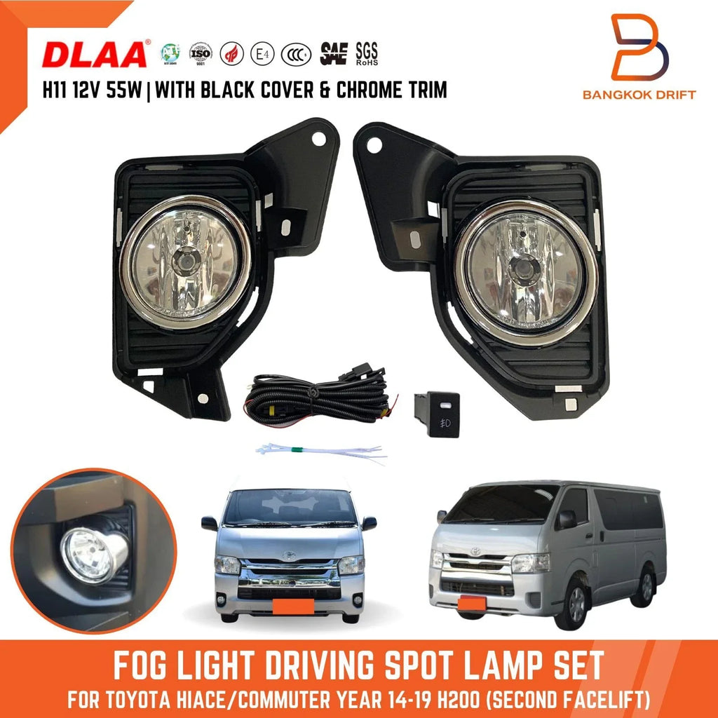 Fog Lamp Spot Light for Toyota Hiace Commuter H200 (2014-2019) Black Cover