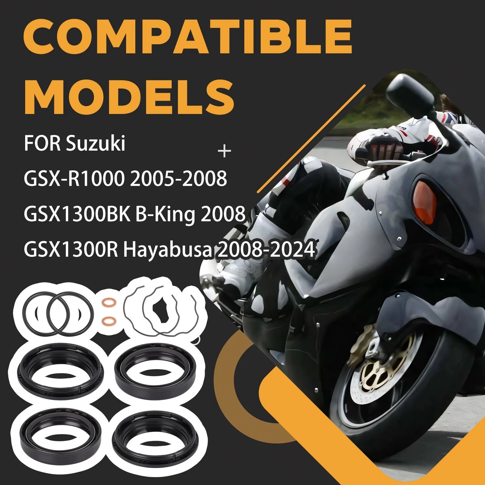 Front Fork Shock Absorber Dust Oil Seals for Suzuki B-King GSX1300BK (2008)