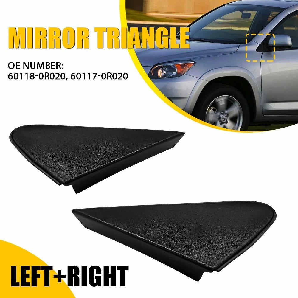Pair Side Black Mirror Corner Triangle Bezel Covers for Toyota RAV4 (2009–2012)