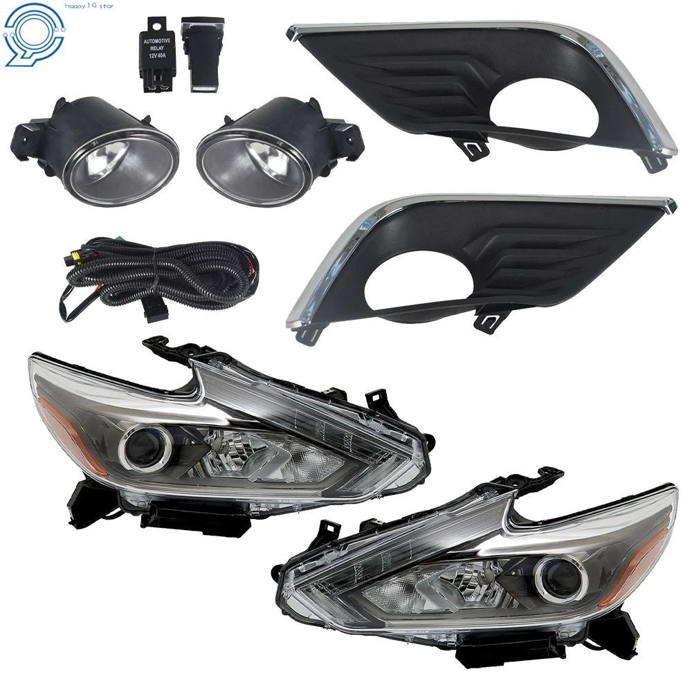 LED Headlights Replacement for Nissan Altima (2016–2018) L+R Halogen Fog Lights