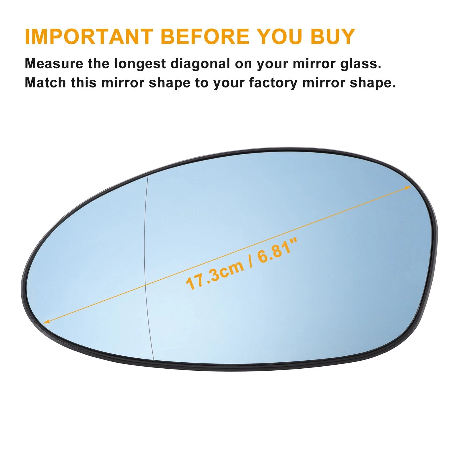 Left Side Heated Blue Mirror Glass for BMW 1 2 3 Series (2004–2009)