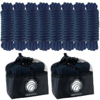 Set of 8 Boat Dock Lines 3/8" x 15' Navy Blue Double Braid Nylon w/ Eyelet