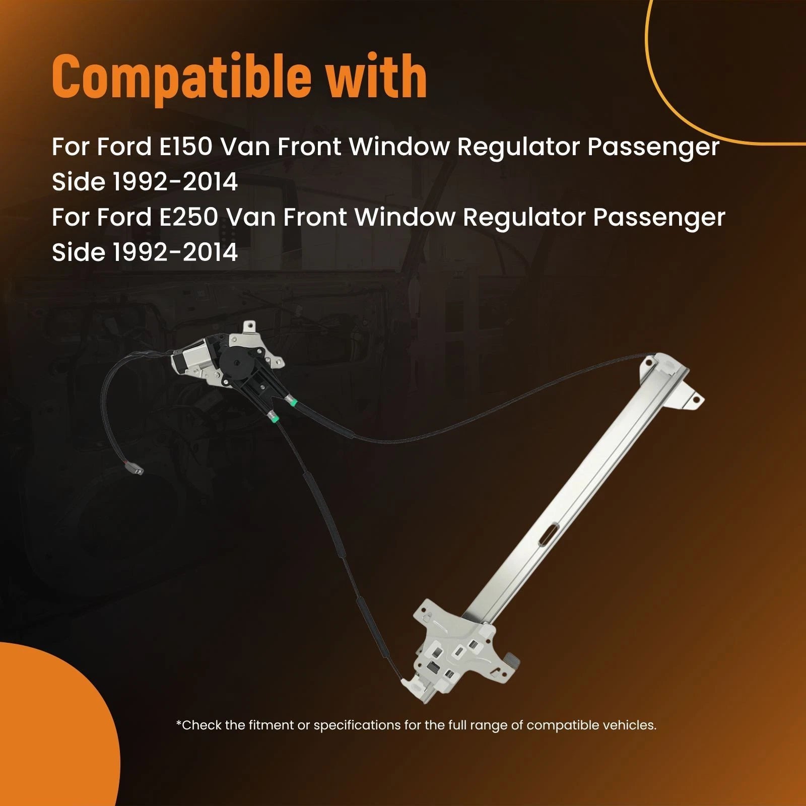 Electric Window Regulator Front Right for Ford E150 E250 E350 (1992–2014) 741587