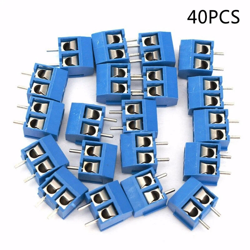 40pcs 2 Pin Screw Terminal Block Connector for Panel PCB Mount (5.08mm Pitch)