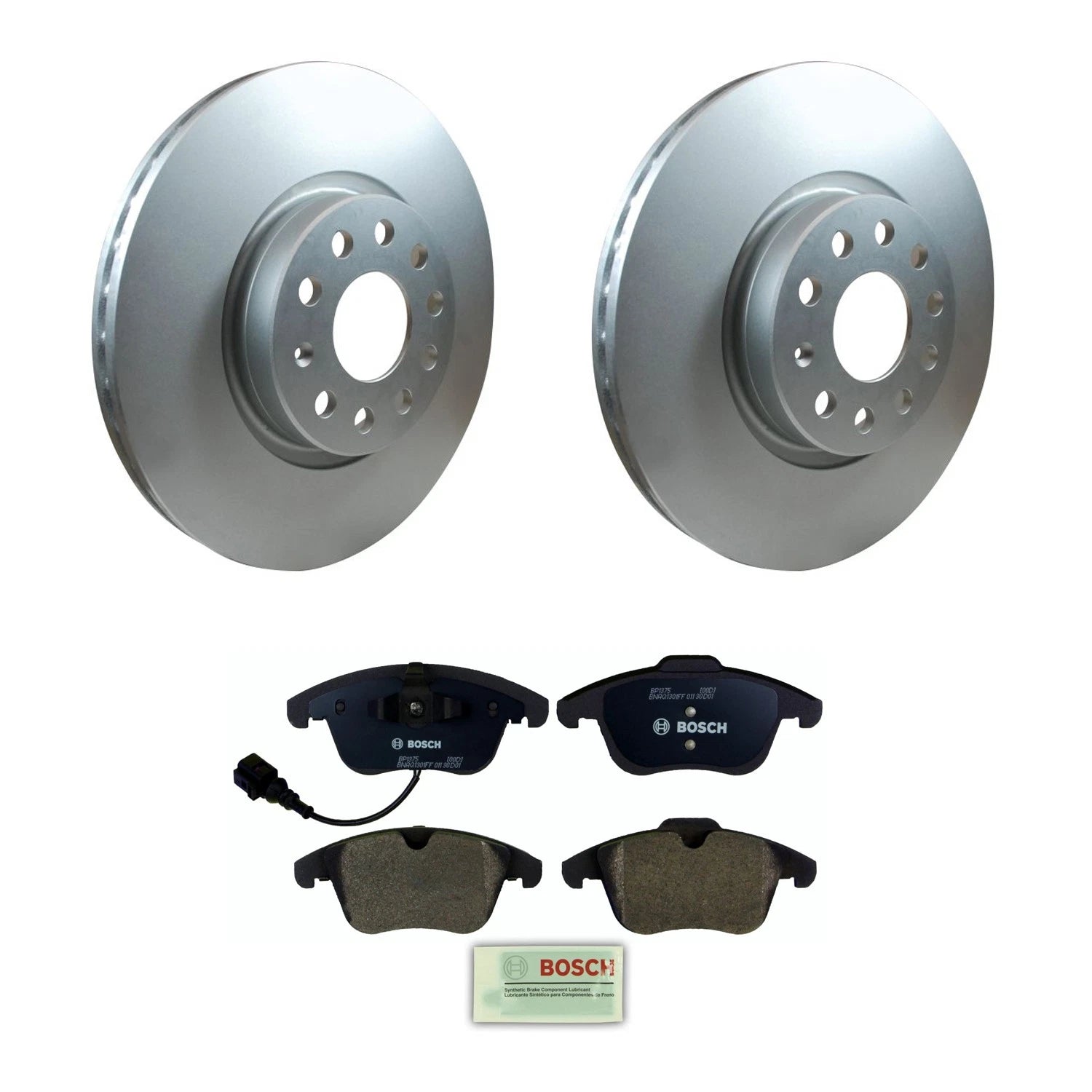 Hella Front Rotors & Bosch QuietCast Disc Brake Pads Kit for Q3, Passat (2011–2021)