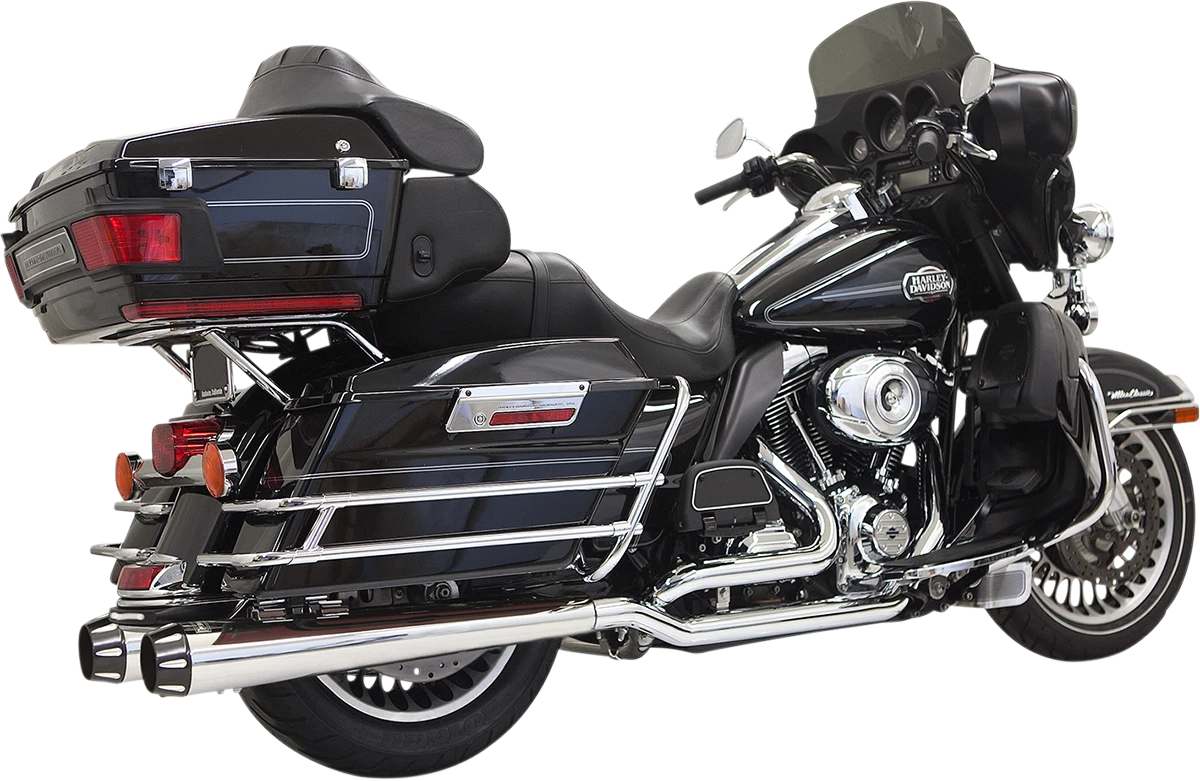Bassani True-Dual Down Under Exhaust for Harley Touring (2009–2016) Chrome Megaphone