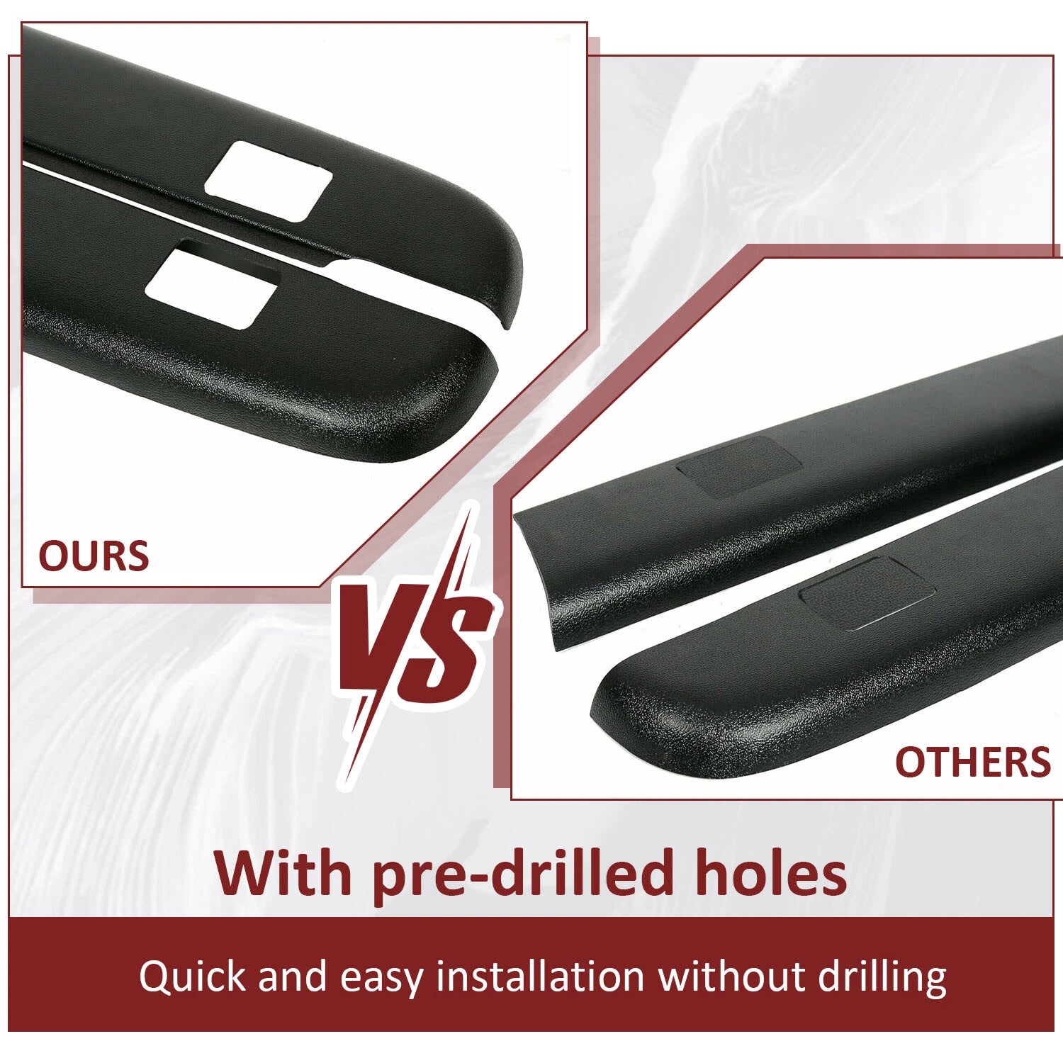 Set of 2 Bed Rail Caps for 2007-2013 Chevy Silverado 1500 Extended/Crew Cab
