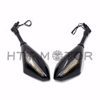 10mm LED Turn Signal Rearview Side Mirrors for Honda Suzuki Cruiser