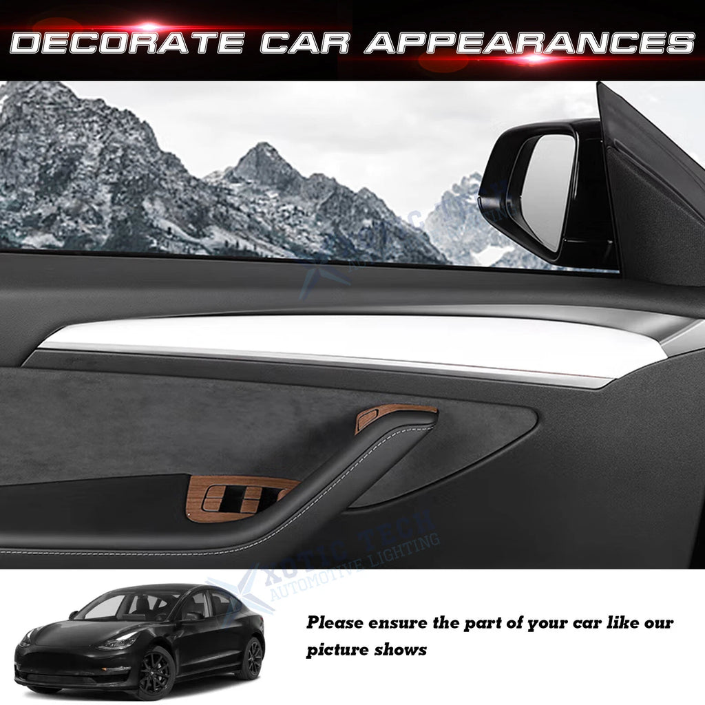 Matte White Inner Front Door Trim Panel Armrest Wrap Cover for Tesla Model Y (2020-2024)