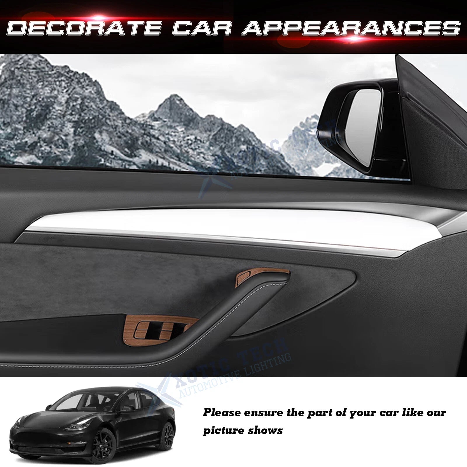 Matte White Inner Front Door Trim Panel Armrest Wrap Cover for Tesla Model Y (2020-2024)