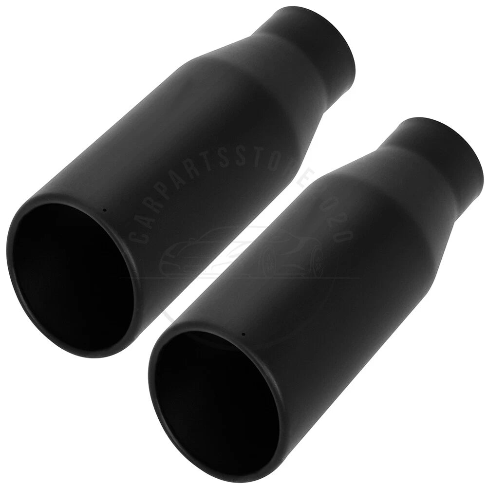 2X 4" Inlet 6" Outlet 15" Long Black Stainless Steel Exhaust Tip