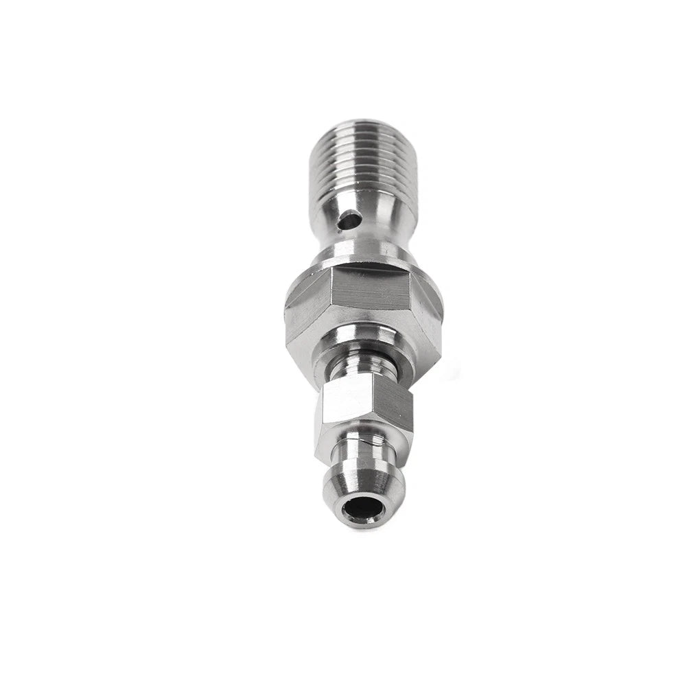 M10x1.0 Titanium Banjo Bolt with Bleed Valve for Motor Brake Caliper Sil