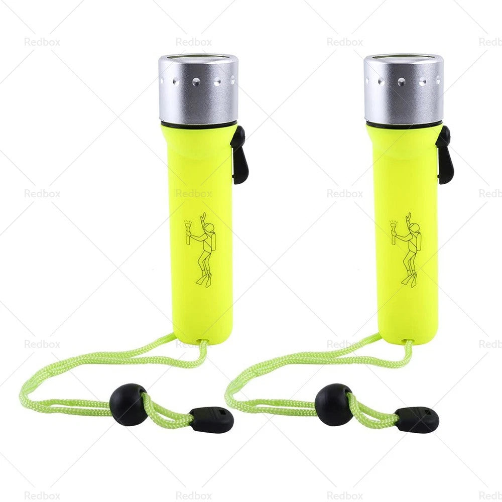 2X Waterproof LED Scuba Diving Underwater Flashlight Torch Lamp