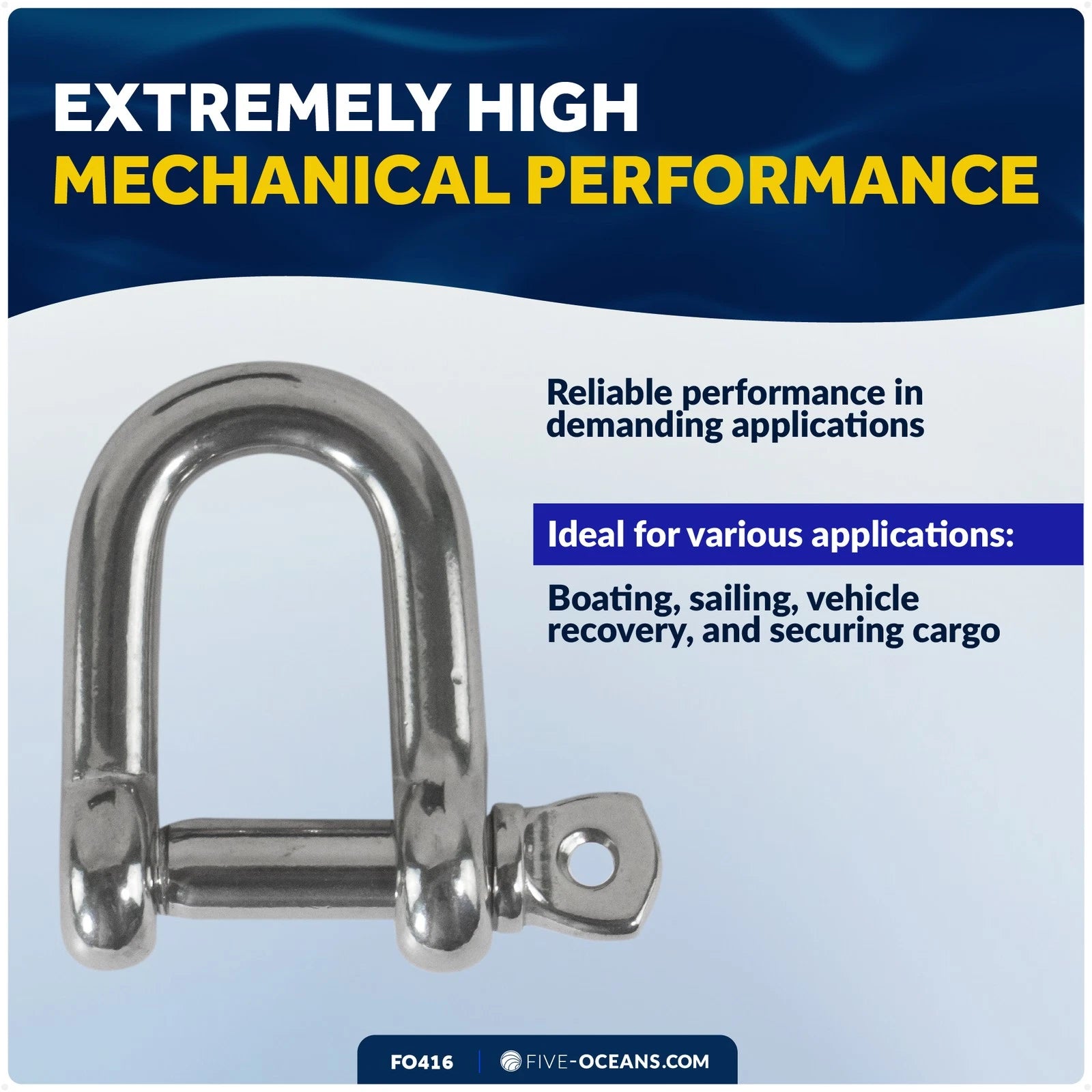 1/4" Captive Screw Pin D Anchor Shackle for (AISI316, FO416)