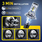 2X CANBUS H4 9003 LED Headlight Bulbs Kit 48000LM 6500K for