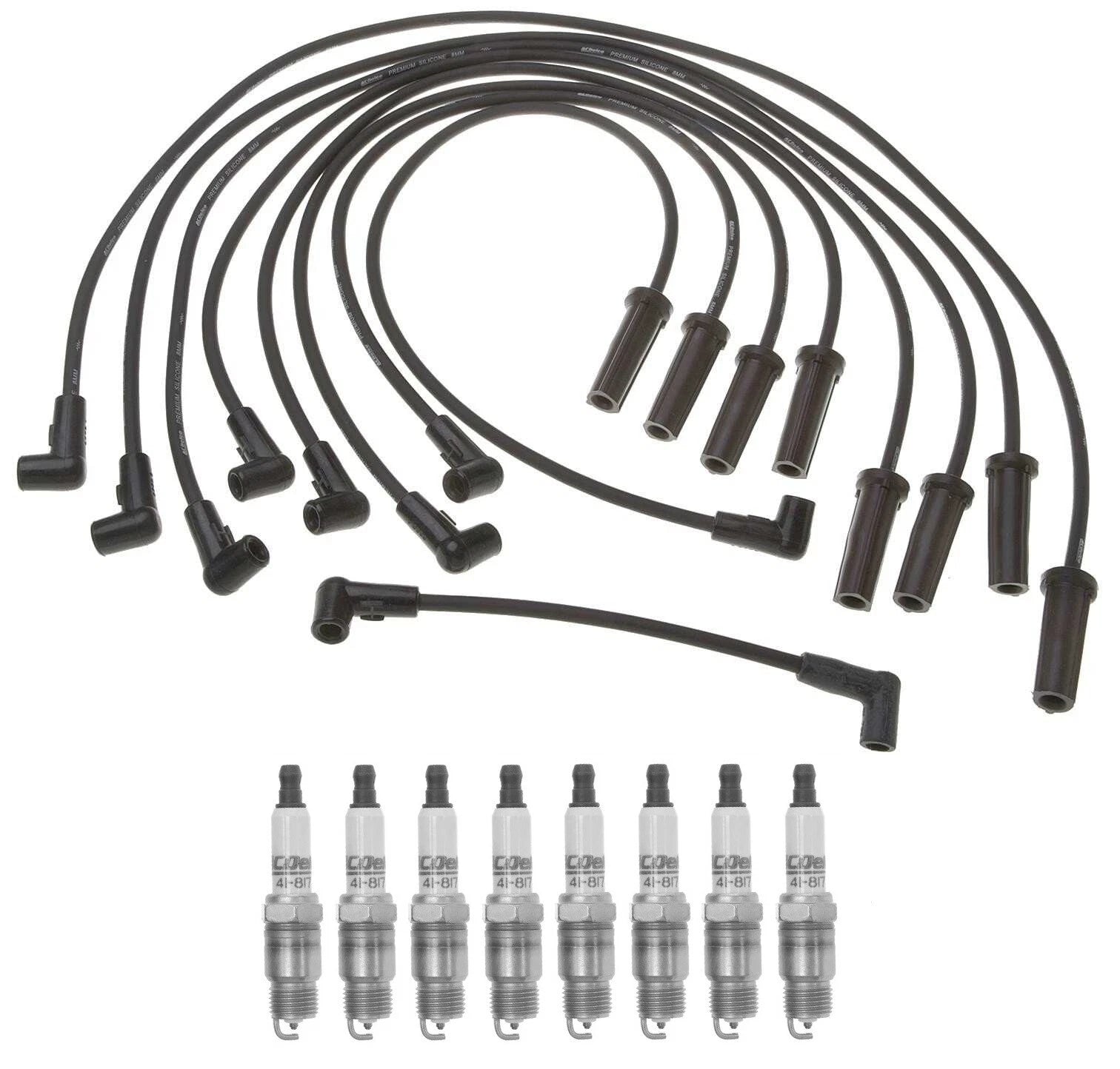 Pro Ignition Wire Set & 8 ACDelco .035" Platinum Spark Plugs for