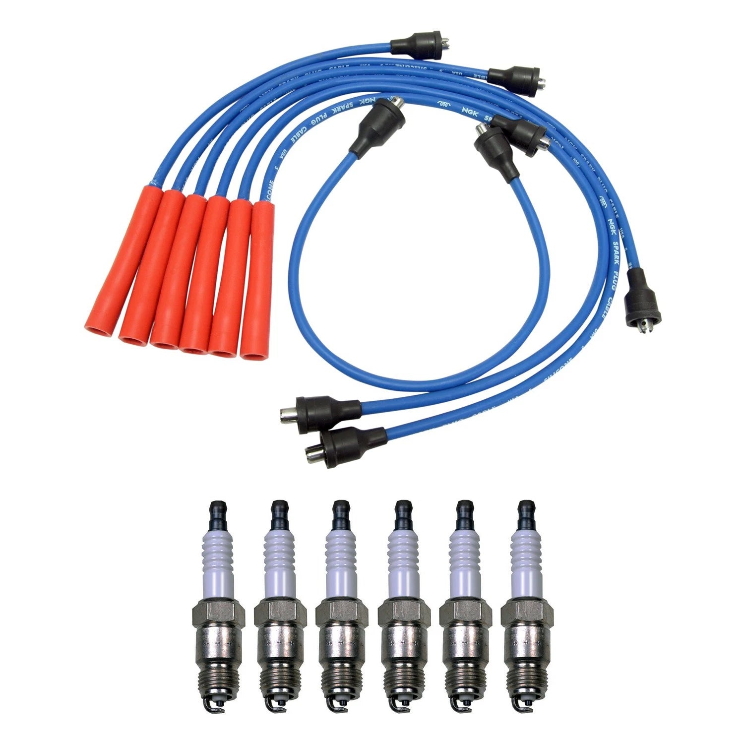 NGK Wire Set & Denso Spark Plugs Kit for Chevelle El Camino Impala (L6)
