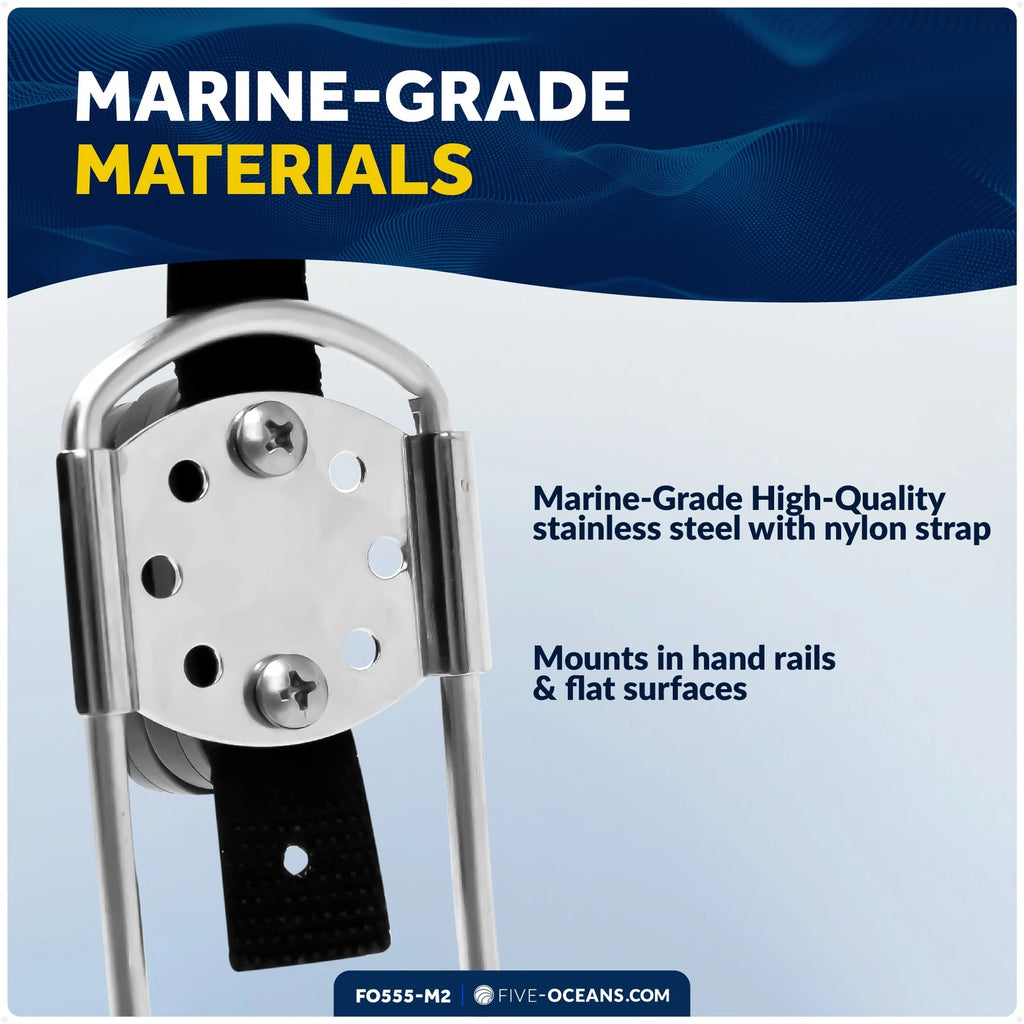 Set of 2 Stainless Steel Ring Buoy Mounting Bracket Holders for Rail/Flat Mount