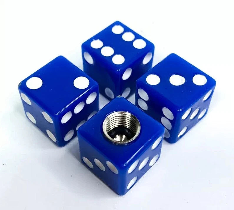 Tire Valve Stem Caps Replacement Set of 4 for Blue White Dice Car Truck ATV (Hot Rod)