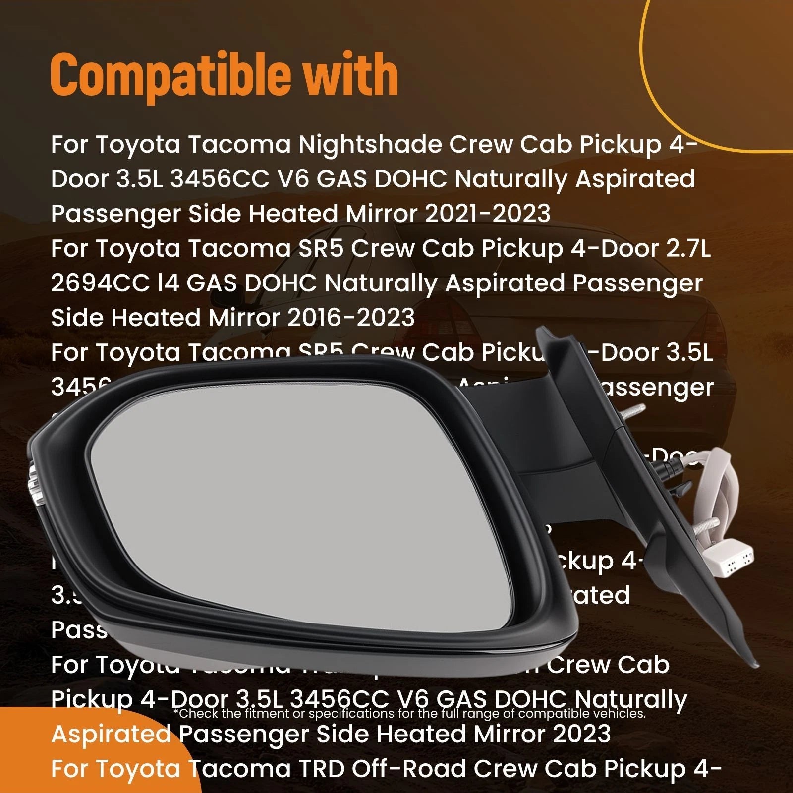Right Side View Mirror for Toyota Tacoma (2021–2022) Power