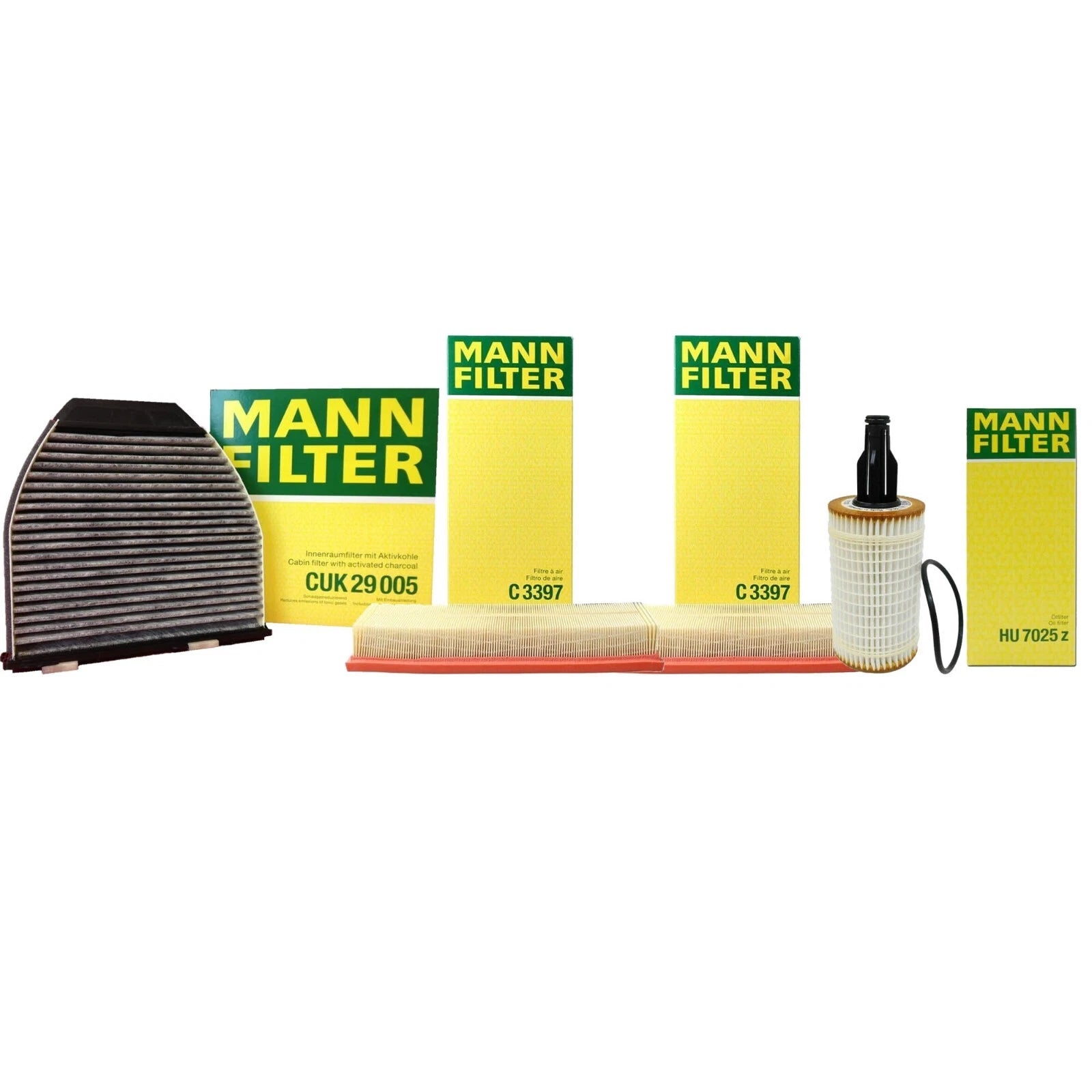2X Mann Oil Air Carbon Cabin Filter Service Kit for Mercedes W212 W218 R231