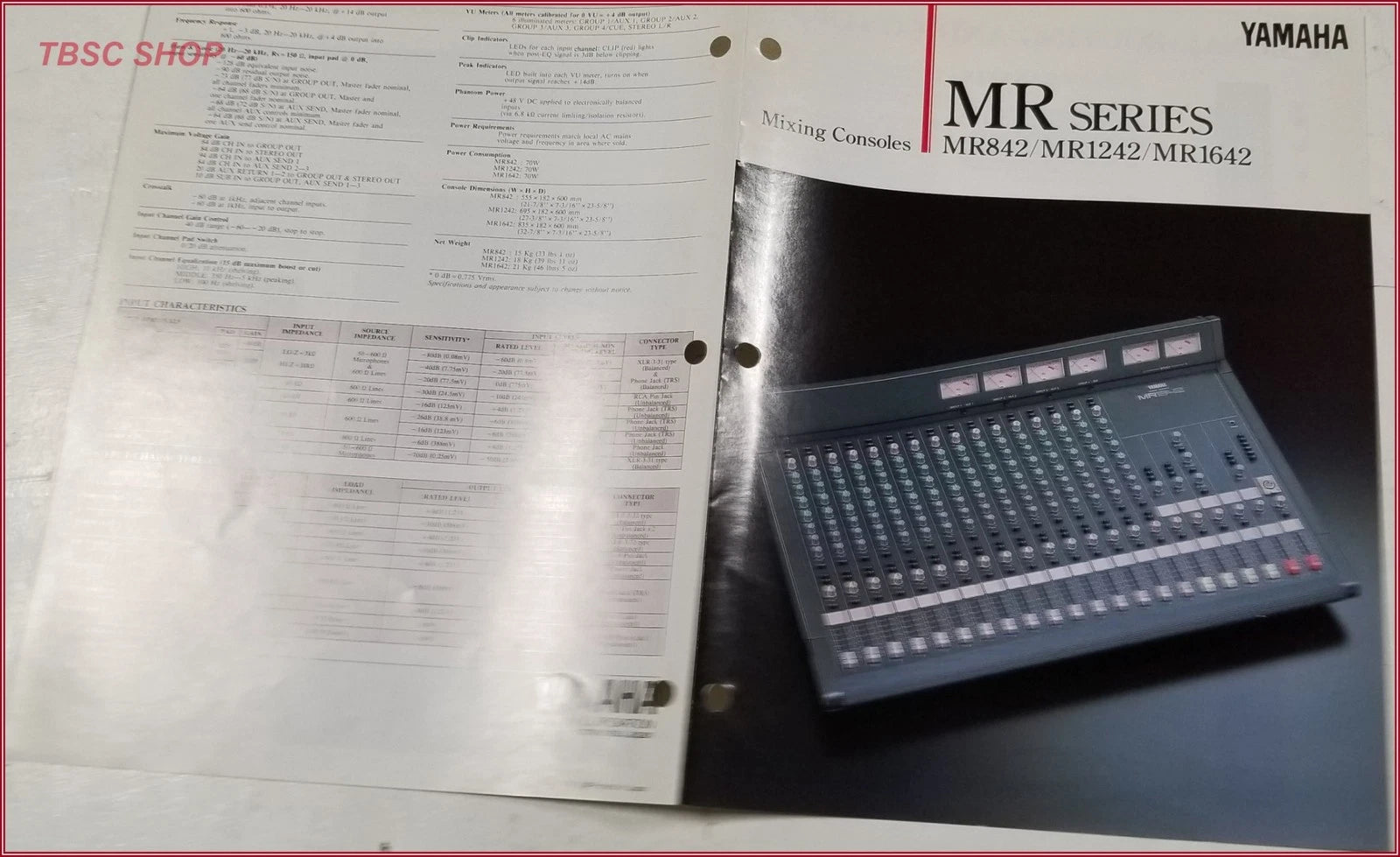 Yamaha MR Series Mixing Consoles Brochure for MR842 MR1242 MR1642