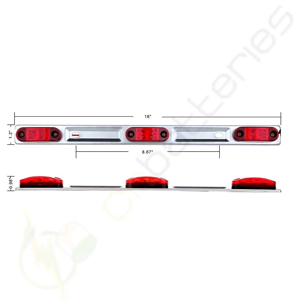 16'' LED ID Clearance Light Bar Red + Side Marker Red for Truck RV Trailer