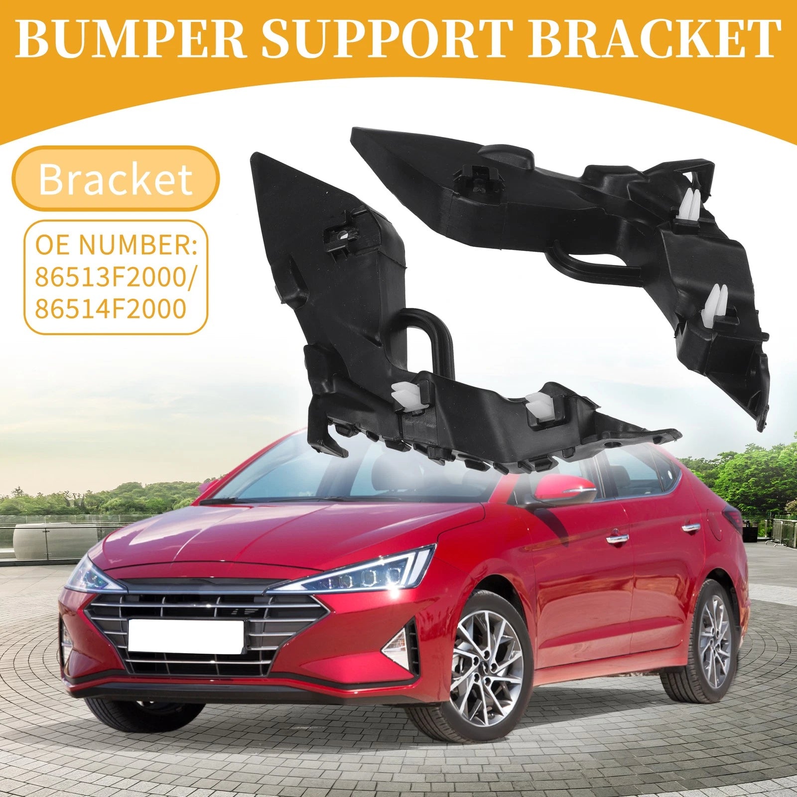 Set of 2 Front Bumper Support Brackets for Hyundai Elantra (2017–2018)
