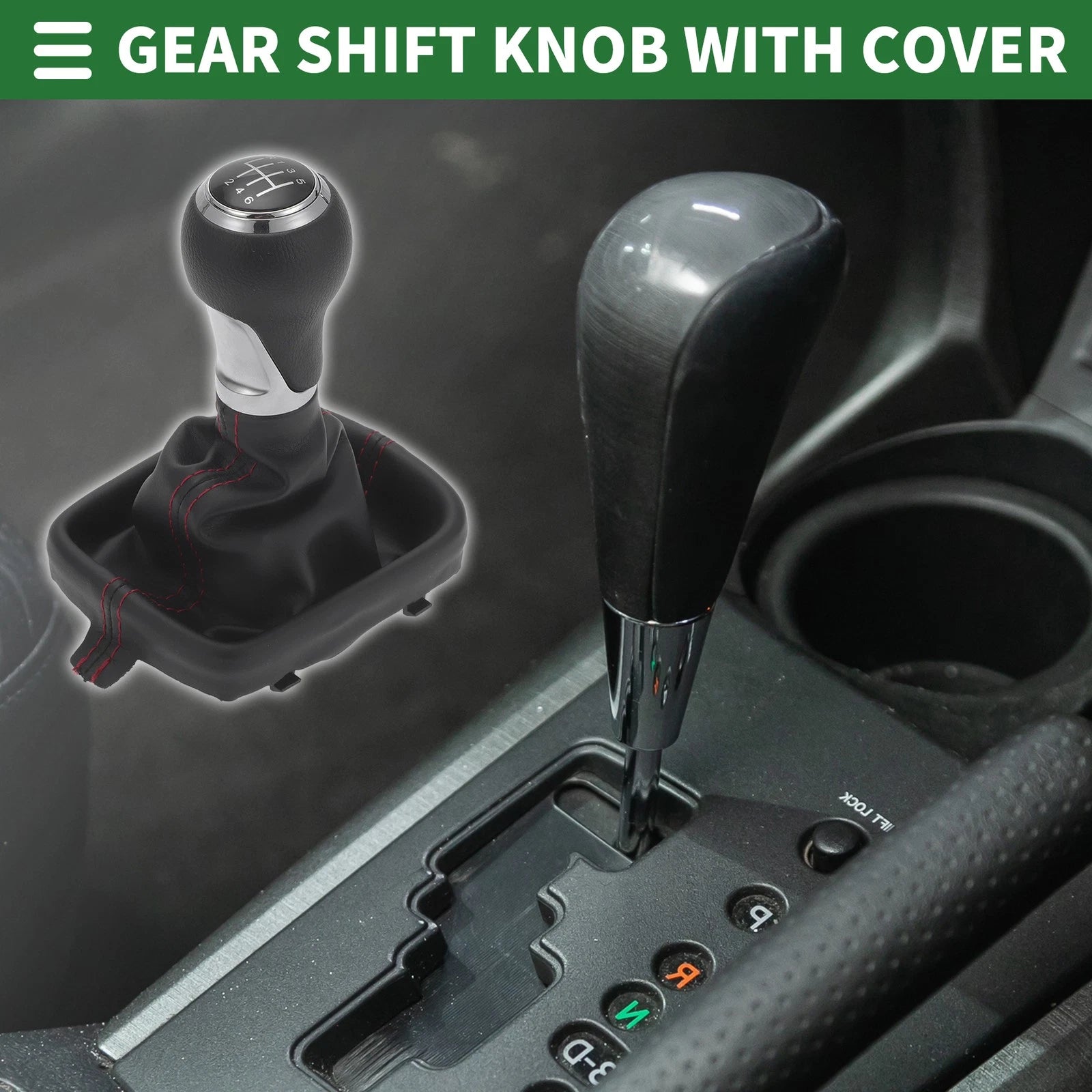 6 Speed Gear Shift Knob with Cover for Audi A3 8P (2003–2013) Chrome Red Black