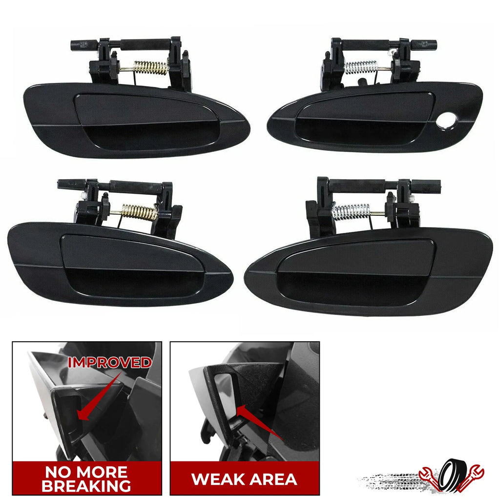 Set of 4 Door Handles for Nissan Altima (2002–2006) Smooth Black Exterior