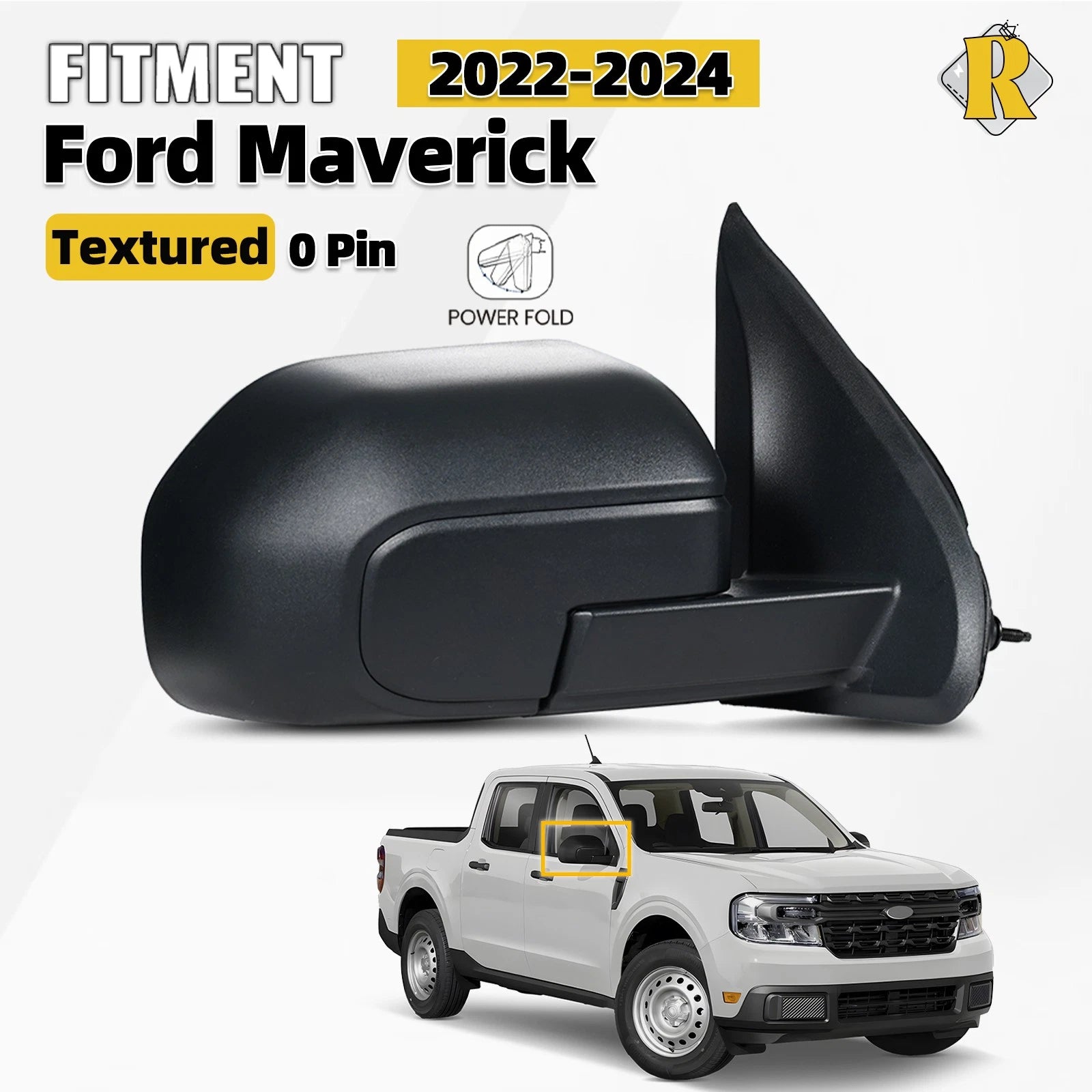 Side Mirror for Ford Maverick (2022–2024) Manual Textured Right Passenger 0 Pin