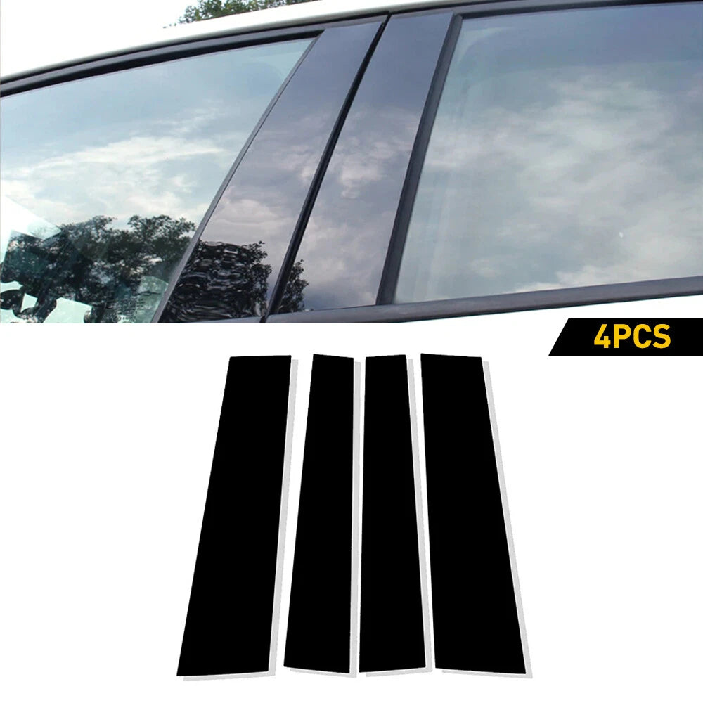 Set of 4 Black Pillar Posts Door Trim Covers for Toyota Tundra Crew Max (2007–2020)