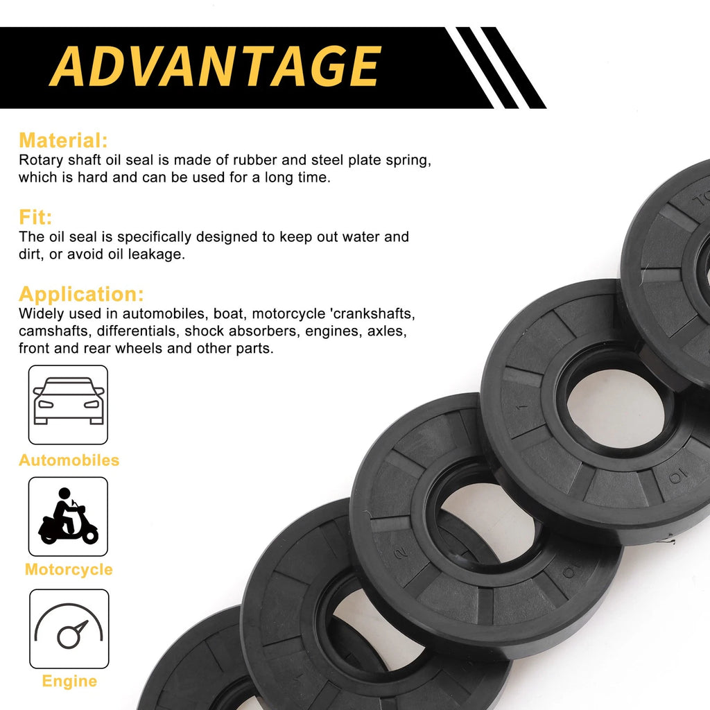 Set of 5 Oil Seal Rotary Shaft Seal NBR Rubber 20x52x10mm