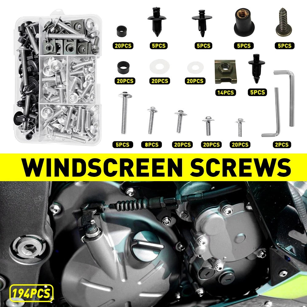 194pcs Fairing Bolts Kit M5 M6 for Suzuki GSXR600 GSXR750 (2006–2020)
