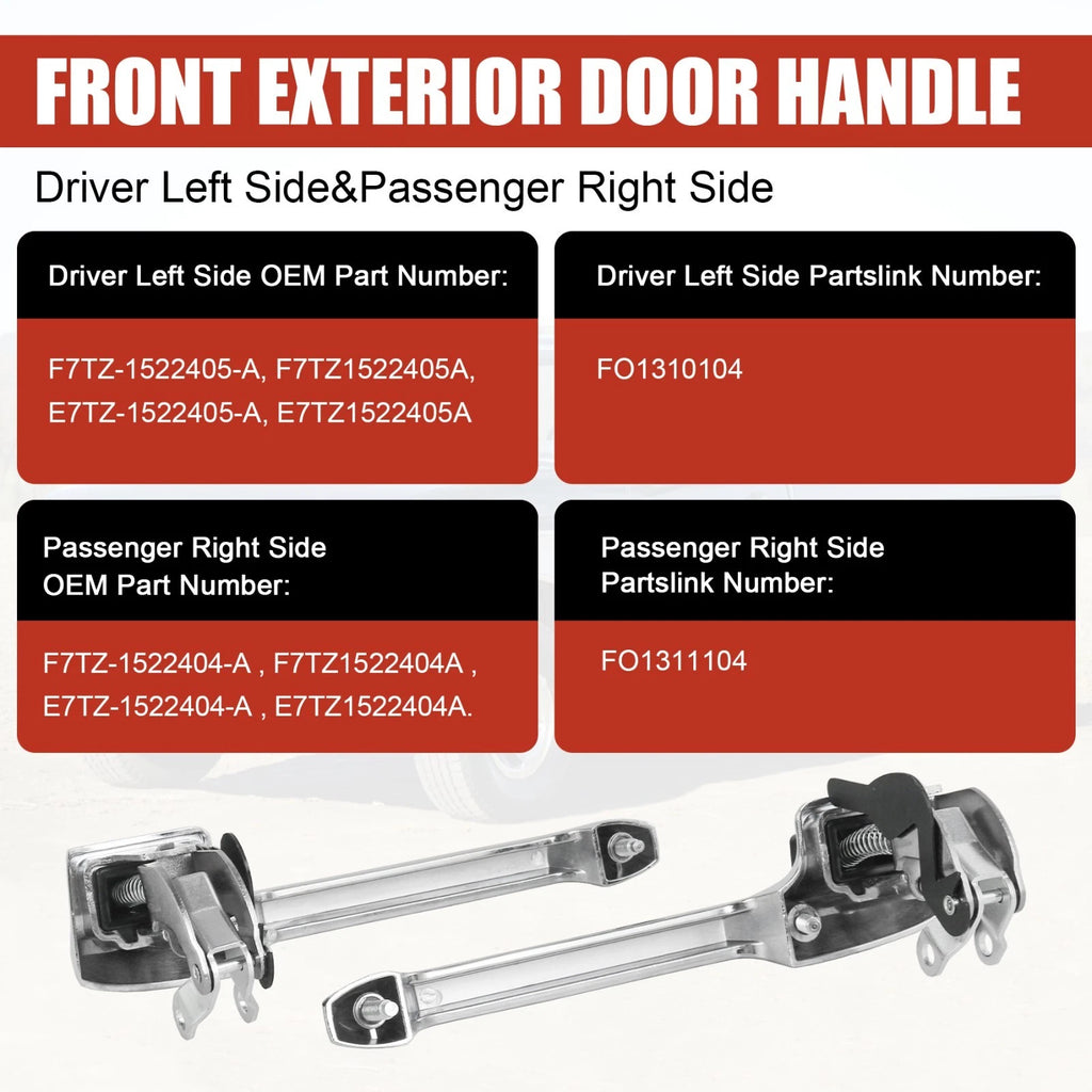 Set of 2 Outer Door Handles for Ford Pickup Bronco (1980-1997)