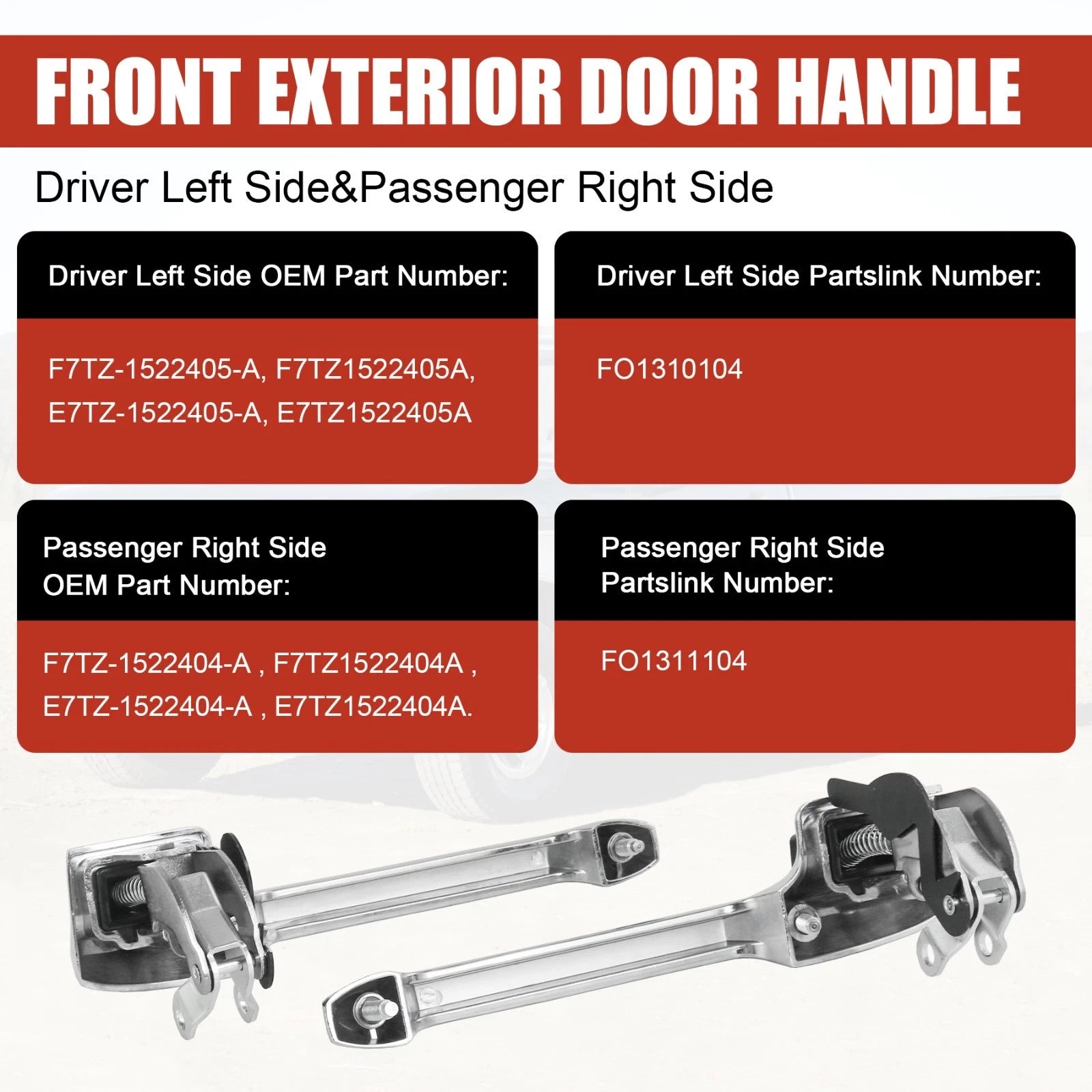 Set of 2 Outer Door Handles for Ford Pickup Bronco (1980-1997)