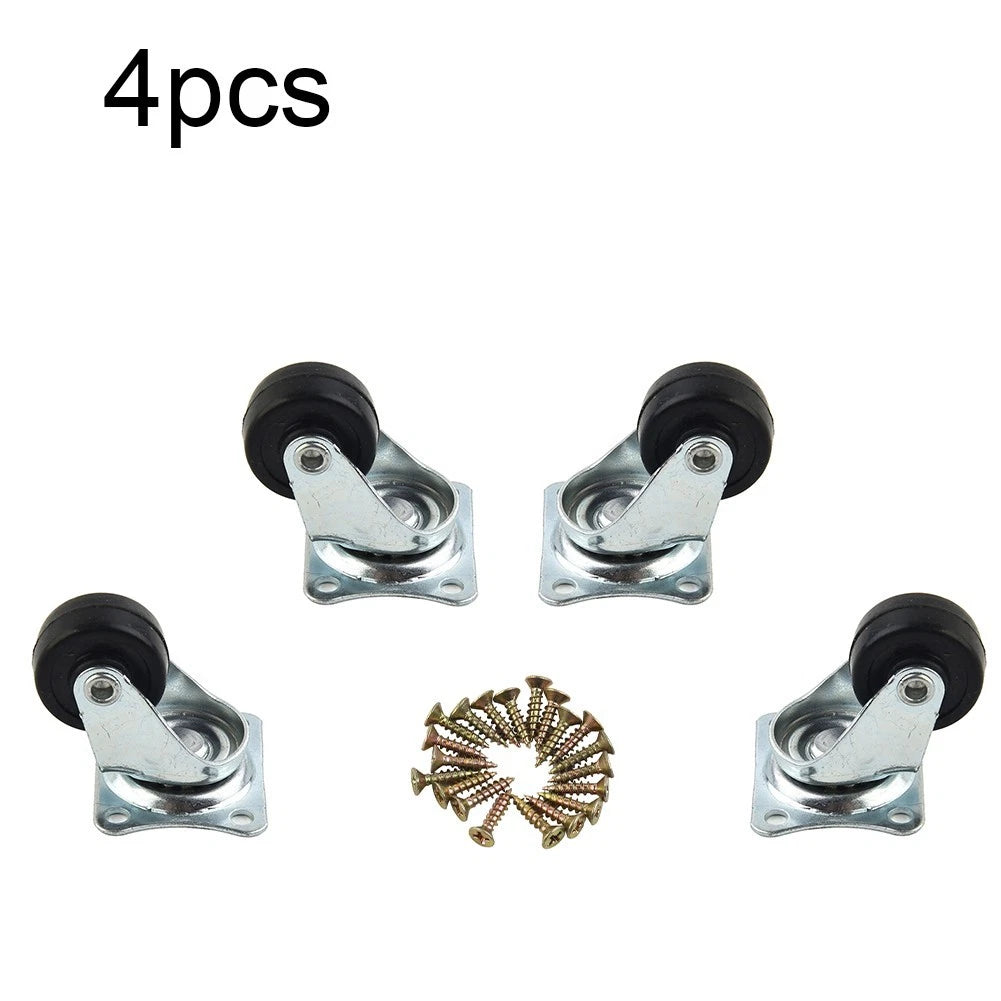 Set of 4 Swivel Casters with Rubber Wheels for Furniture