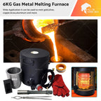 6KG Propane Melting Furnace for Copper Silver Aluminium + Graphite Mould
