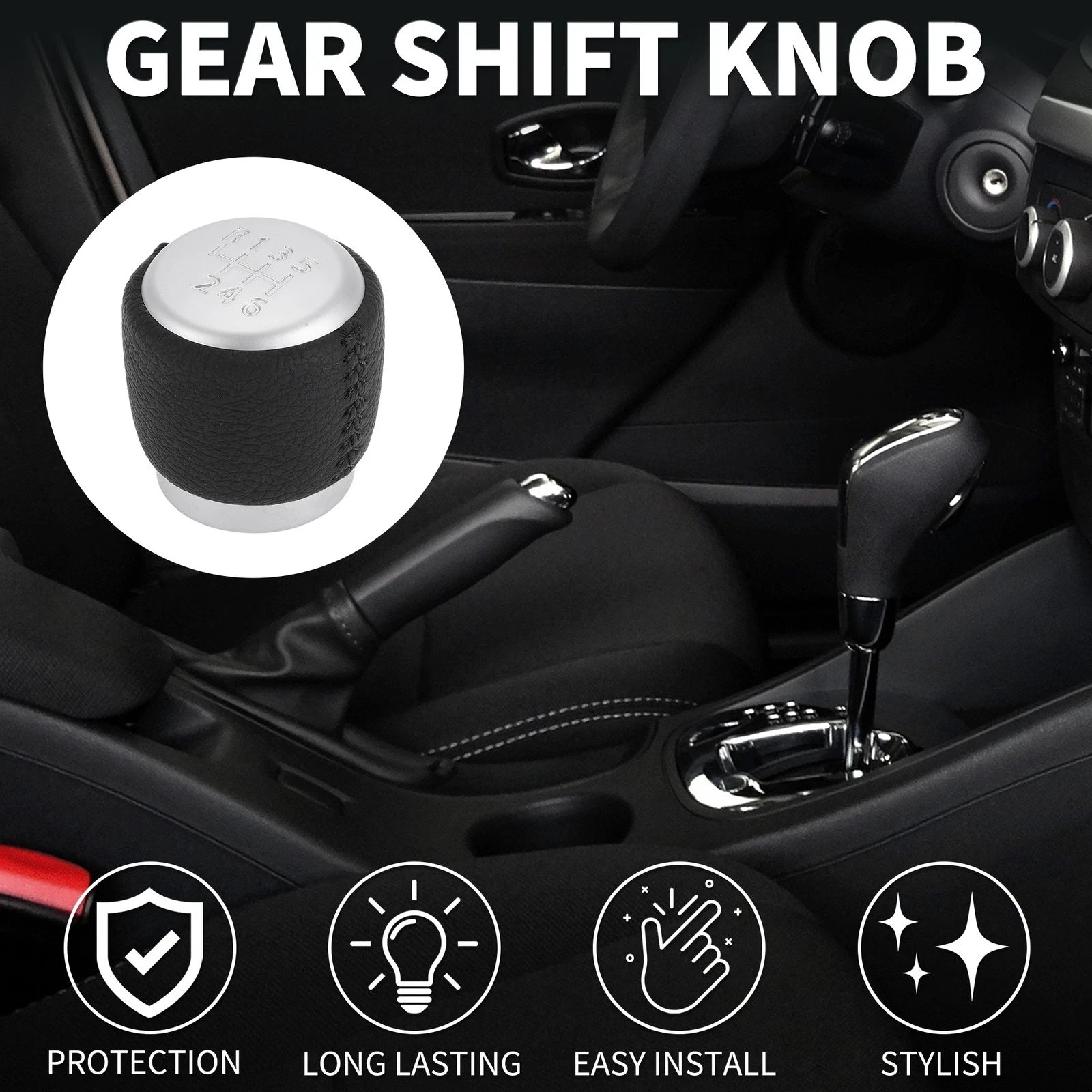 6 Speed Manual Gear Shifter Knob for Toyota Auris (2008–2018) Plastic Leather