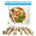 300x Disposable Bamboo Cutlery Set for Parties (Eco-Friendly)