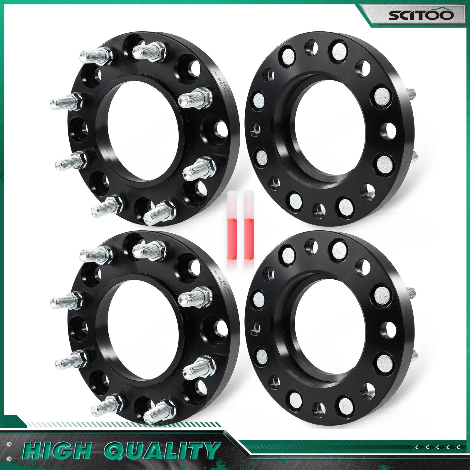 Set of 4 Hubcentric Wheel Spacers 8X180 M14x1.5 for Silverado 2500 HD (2011–2025)