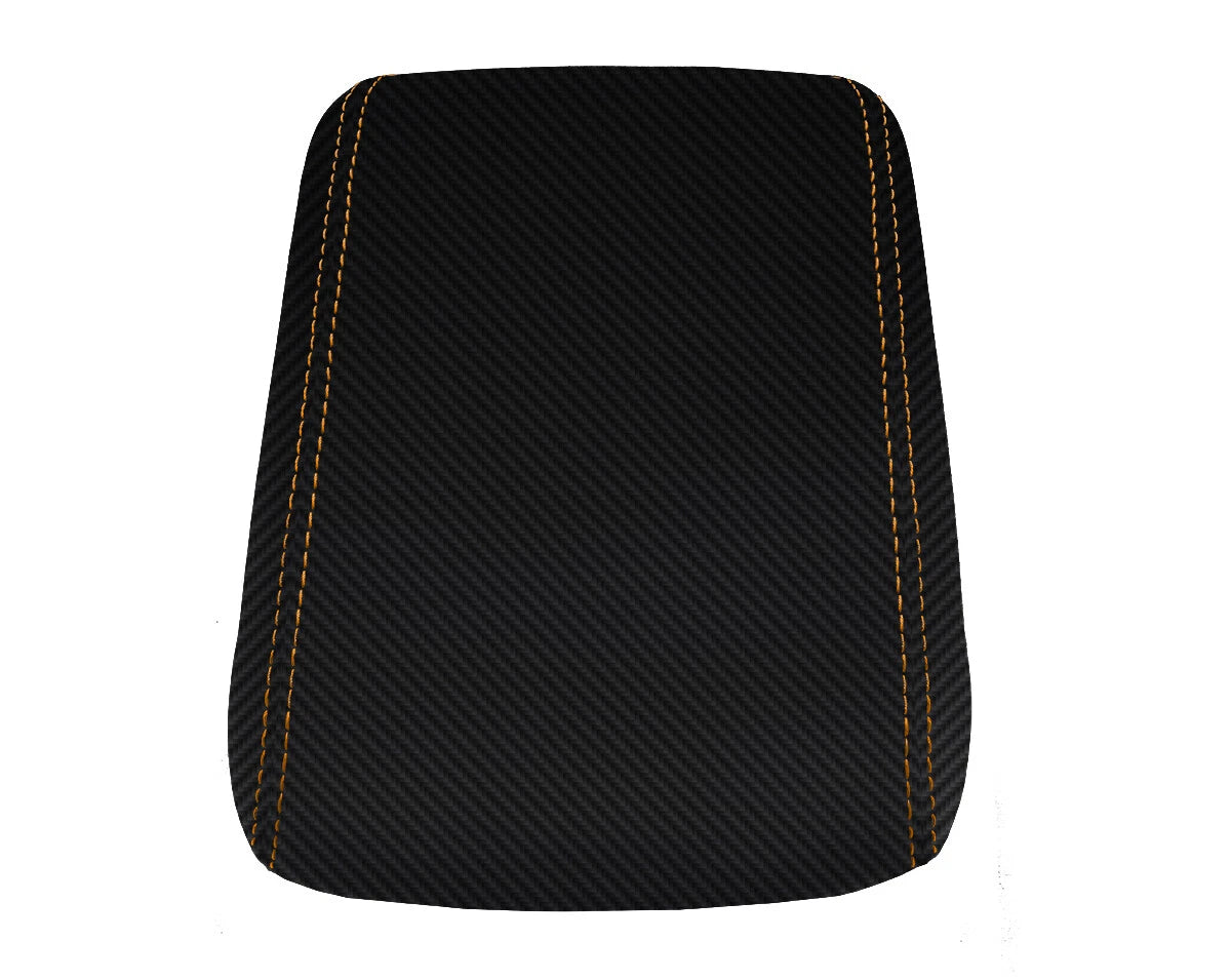 Console Lid Armrest Cover for Audi A5 S5 (2008–2016) Carbon Fiber Orange Stitch