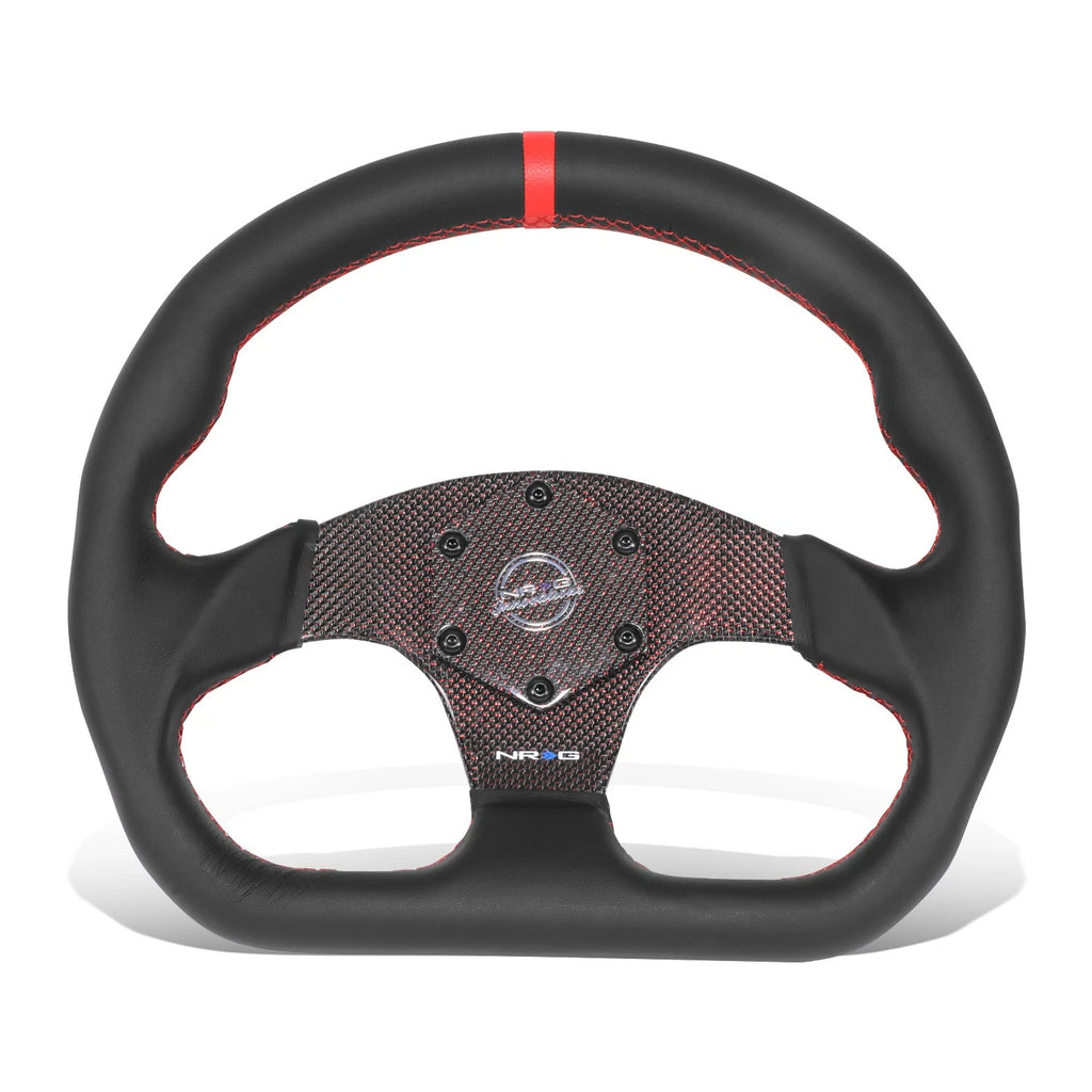 320mm Flat Dish Steering Wheel for NRG 3-Spoke (Flat Bottom, Red Stripe)