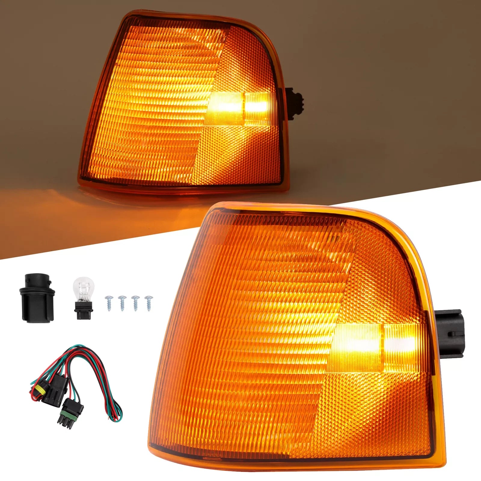 Driver Side Corner Turn Signal Lamp w/Wiring Kit for Peterbilt 375 385 (1996–2008)